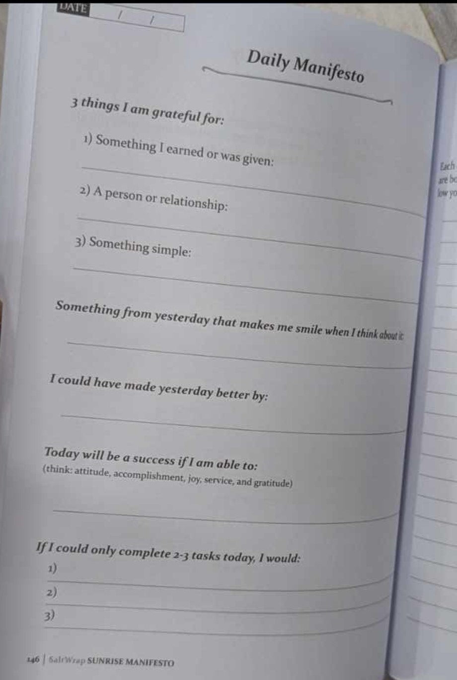 the Sunrise Manifesto Journal