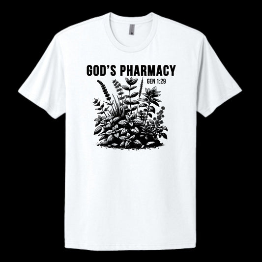 "God's Pharmacy" Adult 100% Cotton Tee