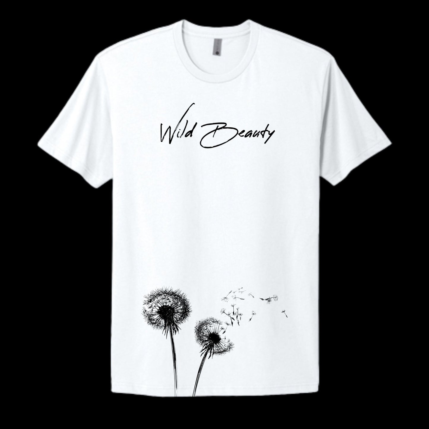 "Wild Beauty" black with Dandilion Adult 100% Cotton Tee